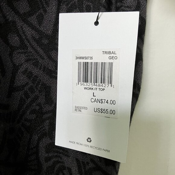 NWT Hurley Work It Top Womens L Cropped Tribal Geometric Camp Button Up - Picture 2 of 7